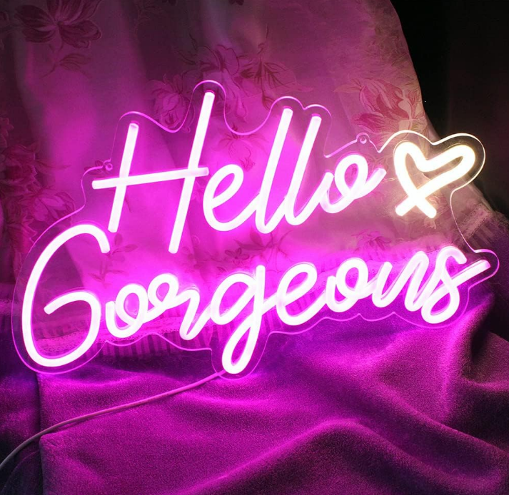 Hello Gorgeous Neon Sign Hello Beautiful Pink LED Neon Lights for Home Wedding Birthday Backdrop Bachelorette Party With Dimmable Switch