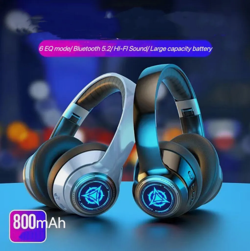 LED Wireless Bluetooth Headphones with Noise Cancelling Over-Ear Earphones