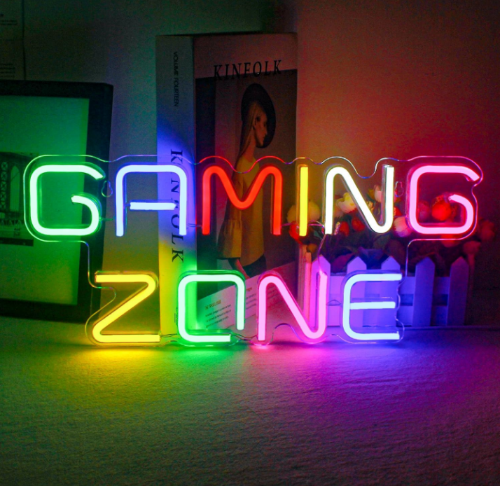 Gaming Zone Colourful LED Neon Sign for Wall Décor Letter Neon Light Sign for Gaming Room, Game Zone, Man Cave, Gifts for Gamers, Boys, Men