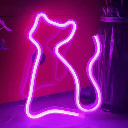 Pink Cat LED Neon Sign Light Wall Light Art Decor Lamp for Kids Party Bedroom Home Bar