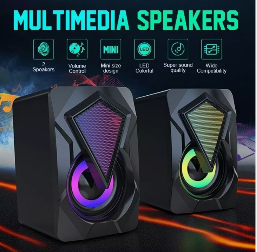 LED PC Speakers Gaming Bass USB Wired Sound for Desktop Computer Laptop RGB