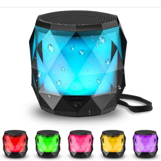 Portable Bluetooth Speaker with Lights, Night Light LED Wireless Speaker, Magnetic, Waterproof, TWS Stereo Pairing, Mini Small Speaker for Shower, Home, Outdoor, Travel