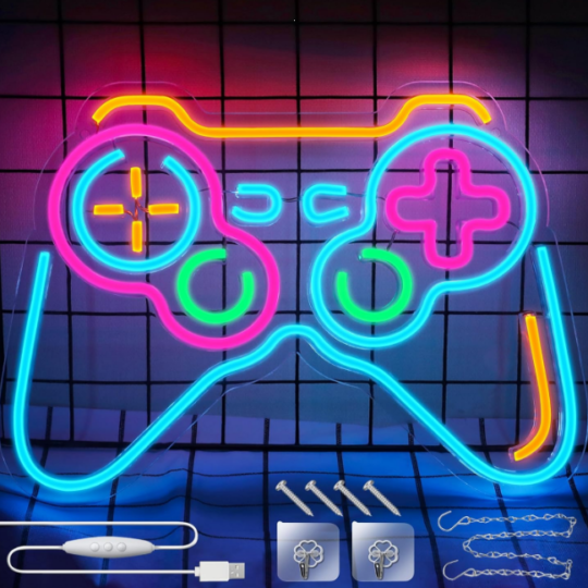 Gaming PlayStation PS Controller Neon Sign - Dimmable with Acrylic Board, USB Powered Game Room Wall Light for Kids Teens Boys, Game Zone Party, Bedroom, Man Caves, Birthday Gifts