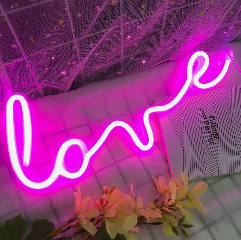 LED Neon "LOVE" Sign Light Wall Light Art Decor Lamp for Kids Party Bedroom Home Bar