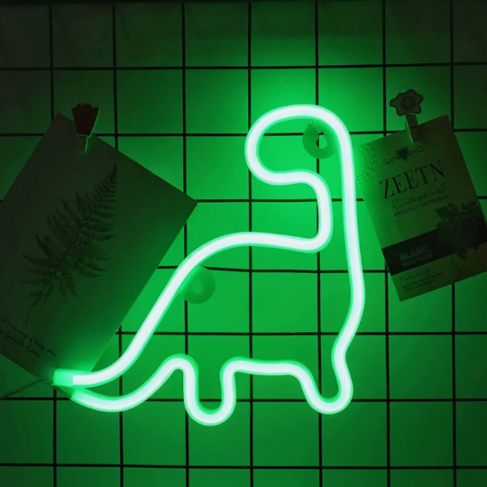 LED Green Neon Dinosaur Sign Light Wall Light Art Décor Lamp for Kids Party Bedroom Home Bar