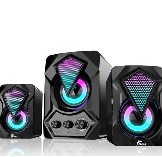 PC Speakers with Subwoofer,USB-Powered Mini 2.1 Stereo Multimedia Speaker System with RGB Gaming LED Light up Wired 3.5mm Audio for Computer Laptop Monitor, Tablets, Music Player,11W