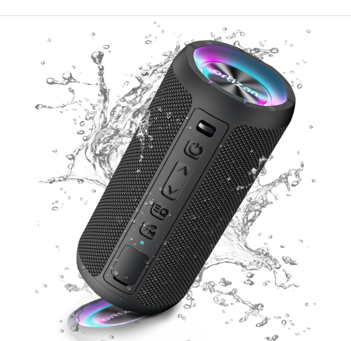 Portable Wireless Bluetooth Speaker With Led Light, Louder Volume & Enhanced Bass, IPX7 Waterproof, 30H Playtime, Durable Loud Outdoor Speaker for Travel, Sport