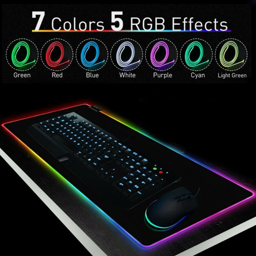 Large RGB Colourful LED Illuminating Lighting Gaming Mouse Pad Mat 800*300mm for PC And Laptop