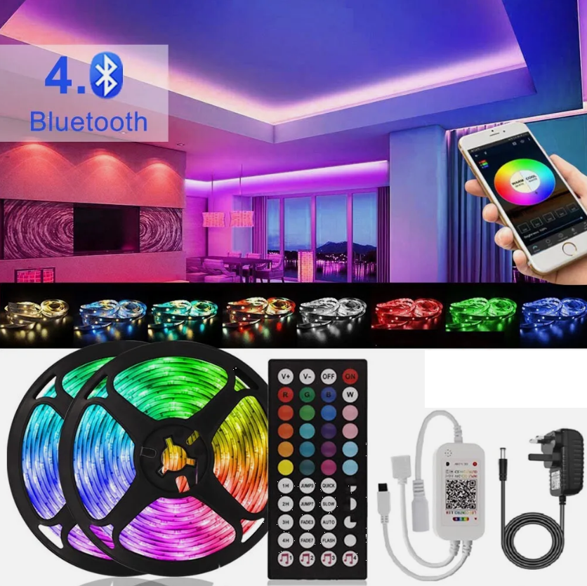 5050 RGB LED Strip Lights Colour Changing Bluetooth App + Remote 10m/20m/30m