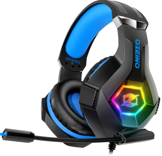 Gaming Headset Stereo Surround Sound Gaming Headphones with Breathing RGB Light & Adjustable Mic for PS4 PS5 PC Xbox One Laptop Mac