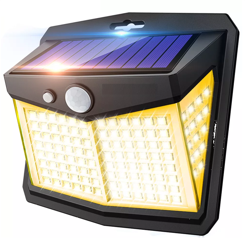 Solar Power Wall Light 128 LED PIR Motion Sensor Outdoor Garden Security Lamp