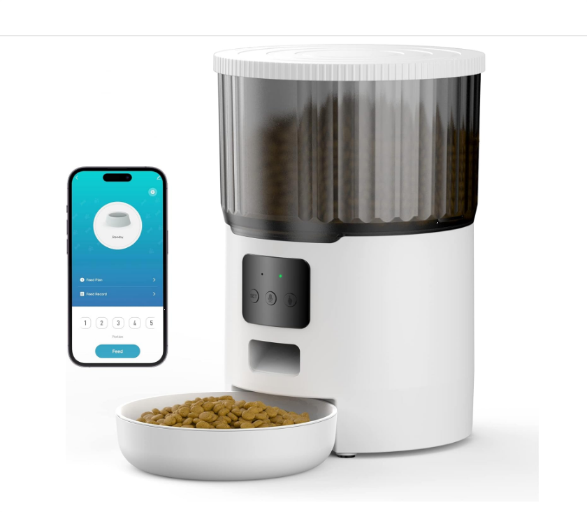 4L APP Controlled Timed Automatic Pet Feeder Food Dispenser with 10s Voice Recorder, Up to 10 Meals Per Day, for Dogs and Cats