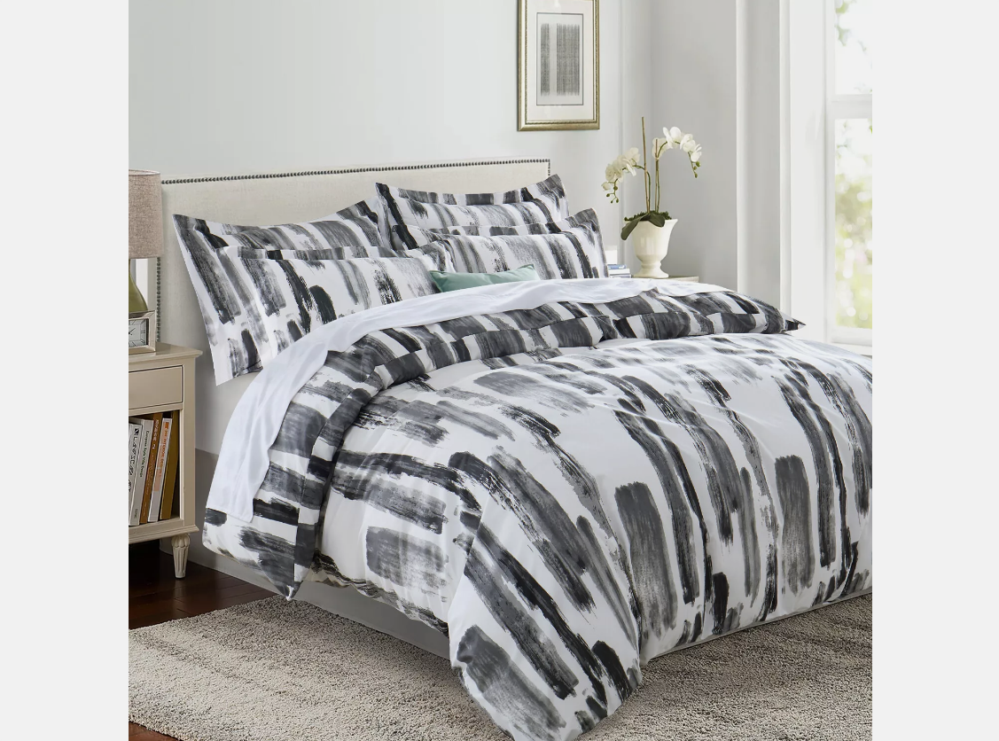 Luxury Grey Stripes Reversible Double Sided Duvet Cover Quilt Cover Bedding Set Single Double King Size