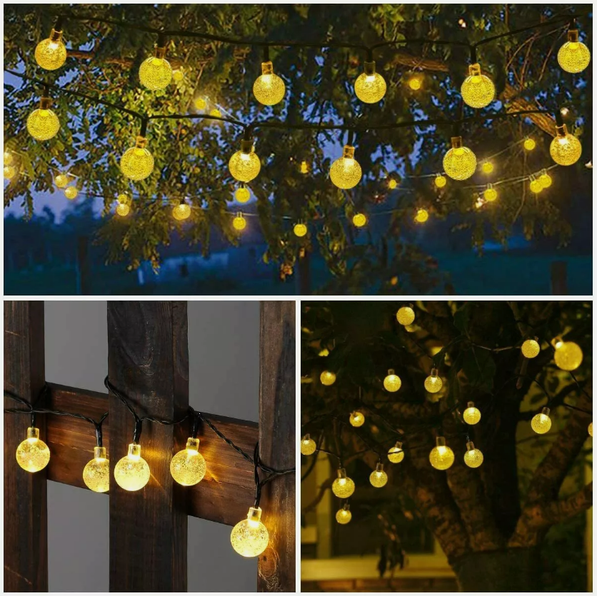 Garden Outdoor LED Ball Solar Light Party Fairy Retro Ball String Lights Patio - Warm White/Cold White/ Blue/ Multicoloured