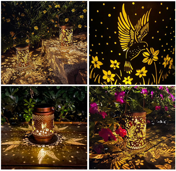 Absolutely Stunning Vintage Moroccan Style Solar LED Lantern Lights Waterproof For Patio, Table, Garden, Lawn etc Landscape Lighting - Butterfly, Sunflower, Lotus Flower, Hummingbird, Shadowtree, Mandala Designs