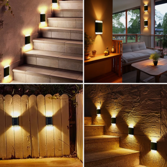 Super Bright LED Solar Powered Up Down Lights Fence Wall Lights Outdoor Garden Lamps