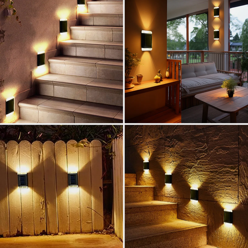 Super Bright LED Solar Powered Up Down Lights Fence Wall Lights Outdoor Garden Lamps