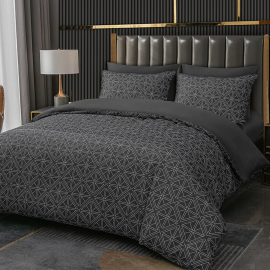 Premium Charcoal Grey Duvet Cover Set Reversible Luxury Duvet Cover Bedding Set Single Double King and Super King Sizes
