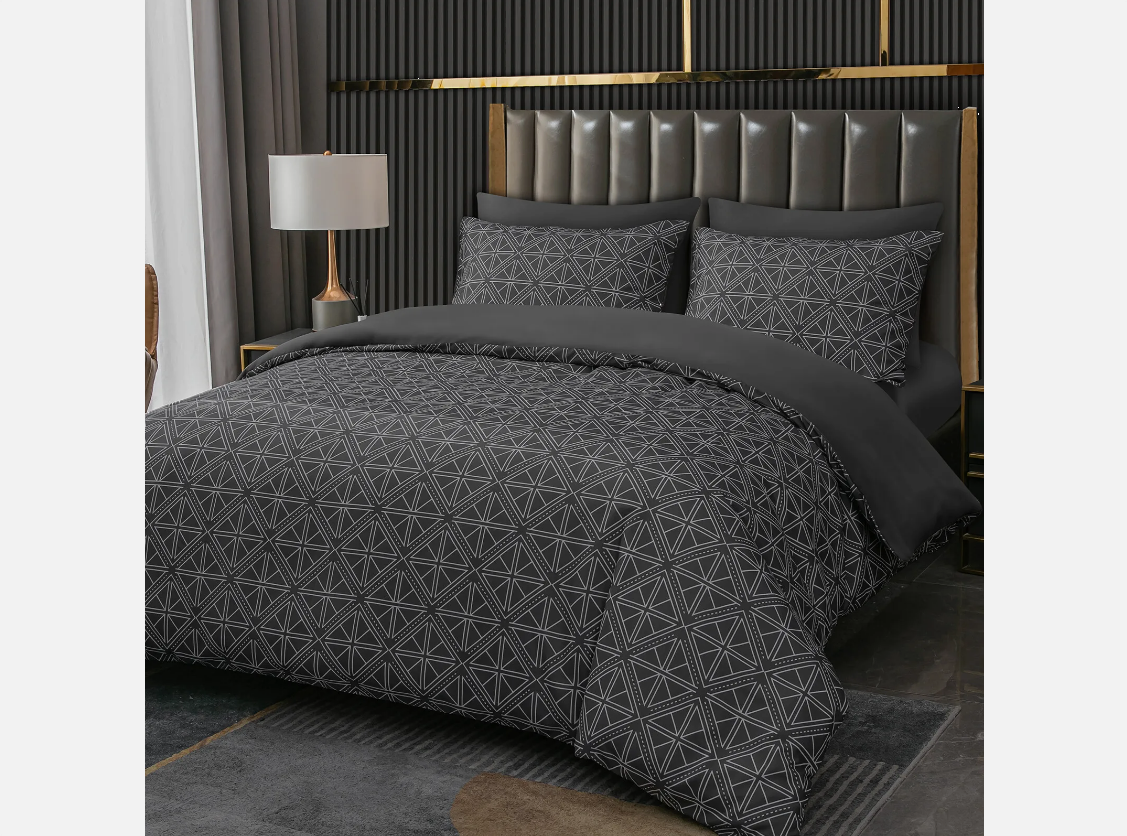 Premium Charcoal Grey Duvet Cover Set Reversible Luxury Duvet Cover Bedding Set Single Double King and Super King Sizes