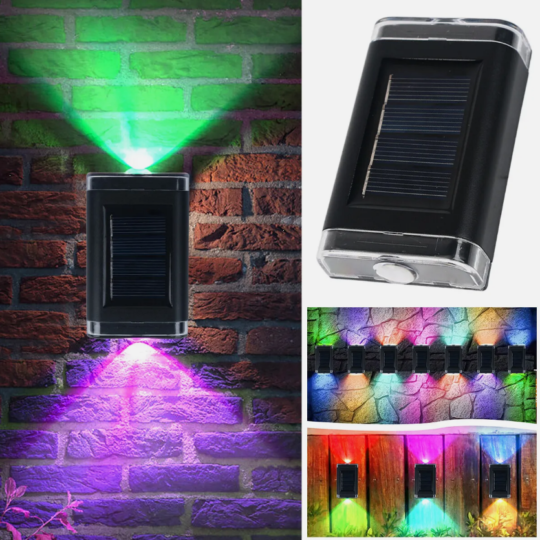 Super Bright RGB Solar Powered LED Wall Up Down Lights Fence Garden Outdoor Lamps