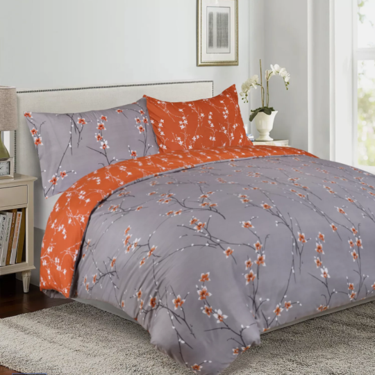 Luxury Rust Flower Reversible Double Sided Duvet Cover Quilt Cover Bedding Set Single Double King Size