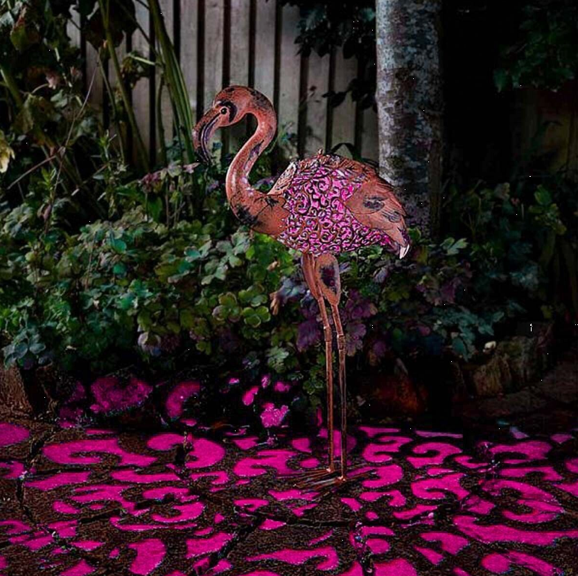 75cm Solar LED Metal Handmade Colour Changing Flamingo Outdoor Light Ornament