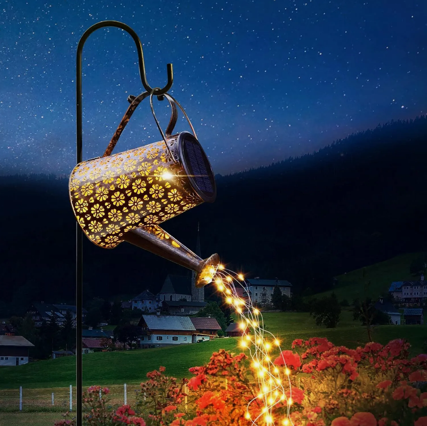 NEW Beautiful Solar Watering Can 90 LED String Light Outdoor Art Lamp Garden Ornament
