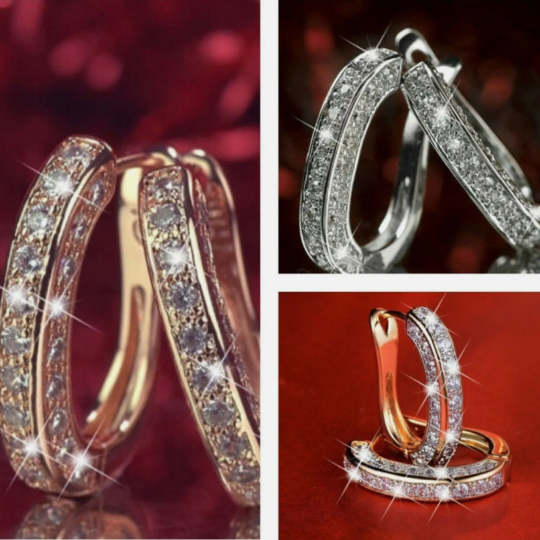 Women's Charm Zircon Sterling Silver Stud Hoop Earrings Fashion Jewellery Gifts