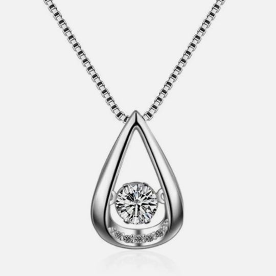 Water Drop Pendant 925 Sterling Silver Chain Necklace Women's Ladies Jewellery